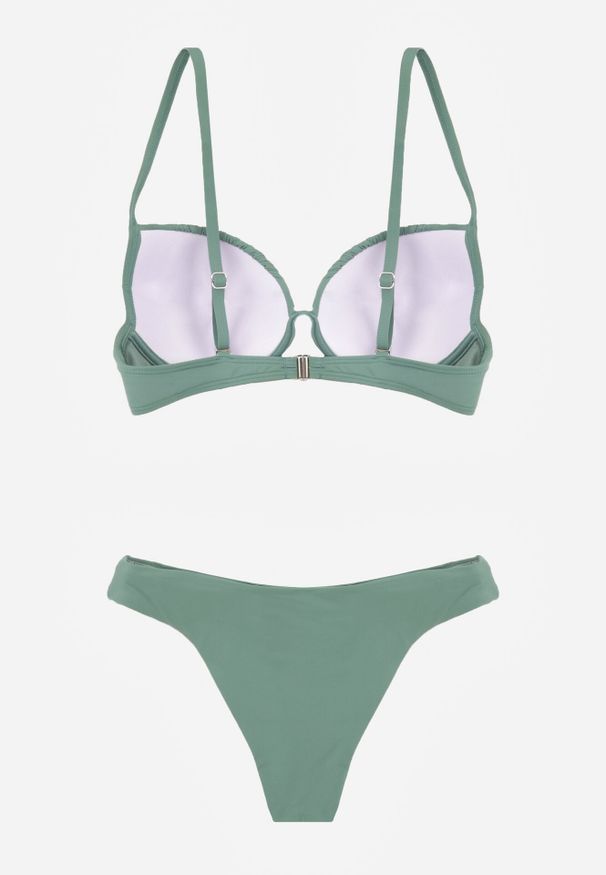 Born2be - Ciemnozielone Bikini Marszczony Biustonosz i Klasyczne Majtki Figi Mhyrera. Kolekcja: plus size. Kolor: zielony