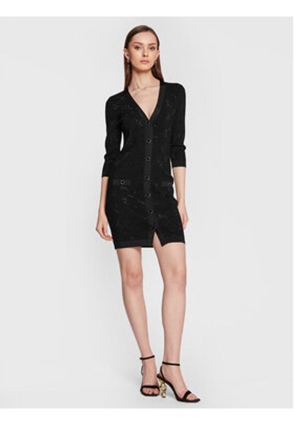 Blugirl Blumarine Sukienka dzianinowa RA3105-MA18F Czarny Slim Fit. Kolor: czarny. Materiał: wiskoza, dzianina