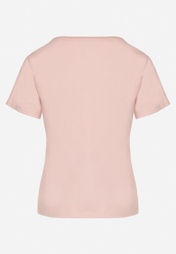 Born2be - Różowy Klasyczny T-shirt z Bawełny Lorali. Okazja: na spacer. Kolor: różowy. Materiał: bawełna. Wzór: gładki. Styl: klasyczny