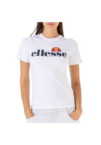 Koszulka Ellesse Kittin SGK11399908 - biała. Kolor: biały. Materiał: bawełna, materiał. Długość rękawa: krótki rękaw. Długość: krótkie. Wzór: aplikacja