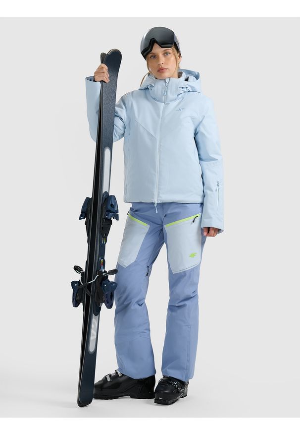 4f - 4F Kurtka narciarska membrana Dermizax 20000 damska - niebieska S. Typ kołnierza: kołnierzyk stójkowy. Kolor: niebieski. Materiał: materiał, włókno. Sezon: zima
