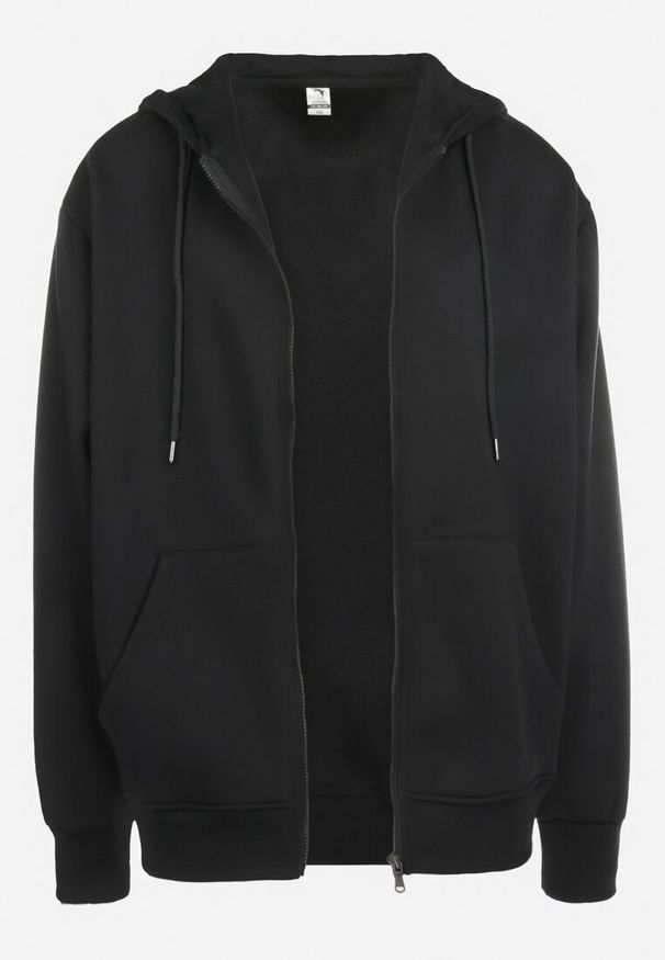 Born2be - Czarna Bluza z Kapturem Kassica. Okazja: na co dzień. Typ kołnierza: kaptur. Kolekcja: plus size. Kolor: czarny. Materiał: dzianina, polar. Długość rękawa: długi rękaw. Długość: długie. Styl: casual, klasyczny