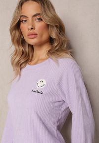 Renee - Fioletowy Komplet Piżamowy 2-Częściowy Bluza i Spodnie z Gumką w Pasie Jendara. Kolor: fioletowy. Materiał: tkanina #4
