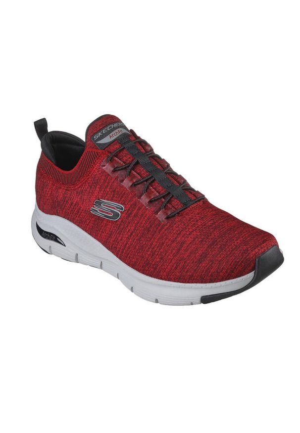 skechers - Buty do chodzenia męskie Skechers Arch Fit Waveport. Kolor: czerwony. Materiał: materiał, syntetyk. Szerokość cholewki: normalna. Sport: turystyka piesza