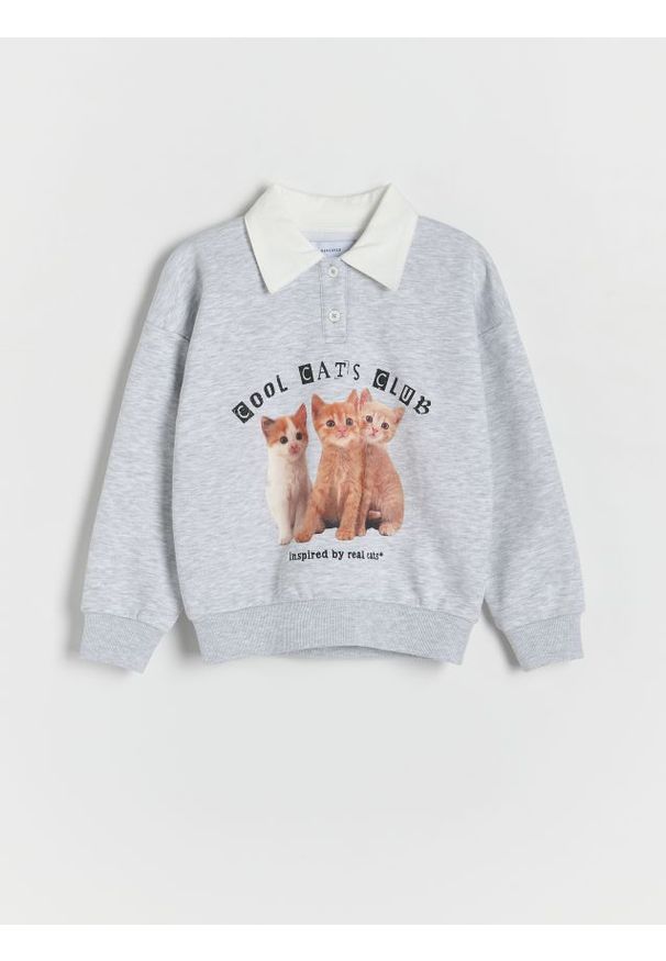 Reserved - Bluza z aplikacją - jasnoszary. Kolor: szary. Materiał: bawełna, dzianina. Wzór: aplikacja