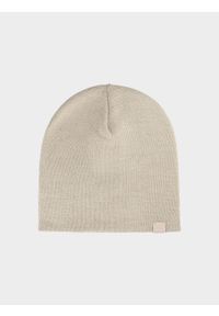 4f - Czapka beanie dziecięca - beżowa. Kolor: beżowy. Materiał: materiał, syntetyk. Sezon: zima. Styl: sportowy, klasyczny