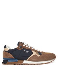 Pepe Jeans Sneakersy Brit Colors M PMS400004 Brązowy. Kolor: brązowy. Materiał: materiał