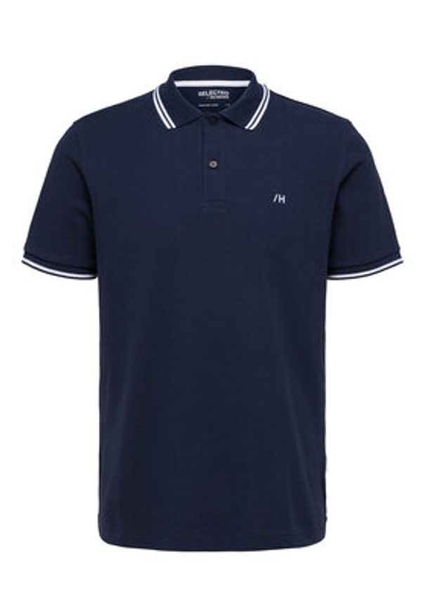 Selected Homme Polo 16087840 Granatowy Regular Fit. Typ kołnierza: polo. Kolor: niebieski. Materiał: bawełna