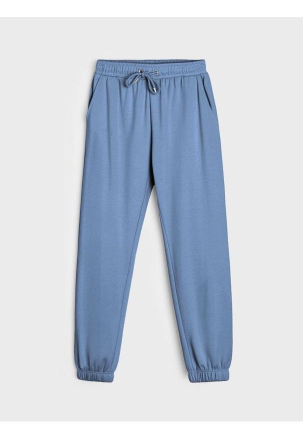 Sinsay - Spodnie dresowe jogger - niebieski. Kolor: niebieski. Materiał: dresówka