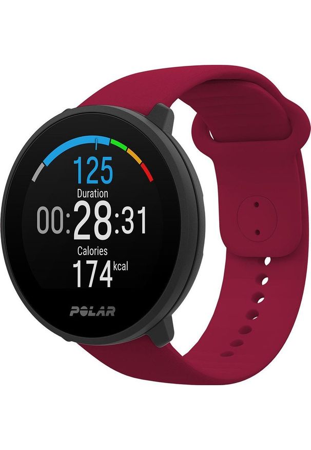 POLAR - Smartwatch Polar Smartwatch damski Polar 725882059488 czerwony pasek. Rodzaj zegarka: smartwatch. Kolor: czerwony. Materiał: polar
