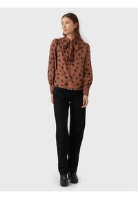 Vero Moda Bluzka Kara 10276163 Brązowy Relaxed Fit. Typ kołnierza: dekolt w karo. Kolor: brązowy. Materiał: wiskoza #4