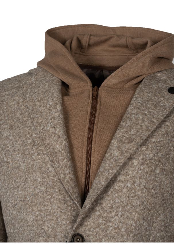 Xagon Man Marynarka | A25021PCG250 | Mężczyzna | Beżowy. Okazja: na co dzień. Typ kołnierza: kaptur. Kolor: beżowy. Materiał: poliester, wełna. Styl: casual, elegancki