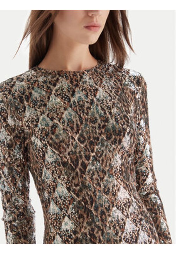 Just Cavalli Sukienka koktajlowa 79PAO953 JS528 Beżowy Slim Fit. Kolor: beżowy. Materiał: syntetyk. Styl: wizytowy