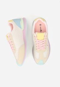 Renee - Różowe Sneakersy z Geometrycznym Wzorem Dawnfallow. Okazja: na co dzień. Kolor: różowy. Materiał: jeans. Wzór: geometria #4