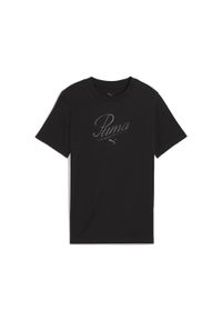 Puma - Młodzieżowa koszulka Essentials Script PUMA Black. Kolor: czarny. Wzór: haft. Sport: joga i pilates