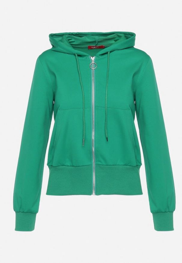 Born2be - Zielona Bluza z Kapturem Zapinana na Zamek Błyskawiczny Etarvia. Typ kołnierza: kaptur. Kolor: zielony. Sezon: wiosna, lato. Styl: klasyczny