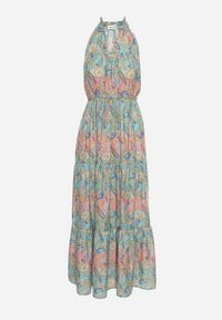 Born2be - Niebieska Rozkloszowana Sukienka z Gumkami w Talii Wiązana przy Dekolcie Vrisa. Okazja: na co dzień. Typ kołnierza: dekolt w kształcie V. Kolor: niebieski. Sezon: lato. Typ sukienki: rozkloszowane. Styl: casual, elegancki #5