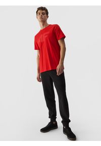 4f - 4F T-shirt regular z nadrukiem męski - czerwony XXL. Okazja: na co dzień. Kolor: czerwony. Materiał: dzianina, bawełna, jersey. Długość rękawa: krótki rękaw. Długość: krótkie. Wzór: nadruk. Styl: klasyczny, sportowy, casual