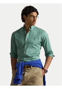 Polo Ralph Lauren Koszula 710B20512009 Zielony Custom Fit. Typ kołnierza: polo. Kolor: zielony. Materiał: bawełna #5