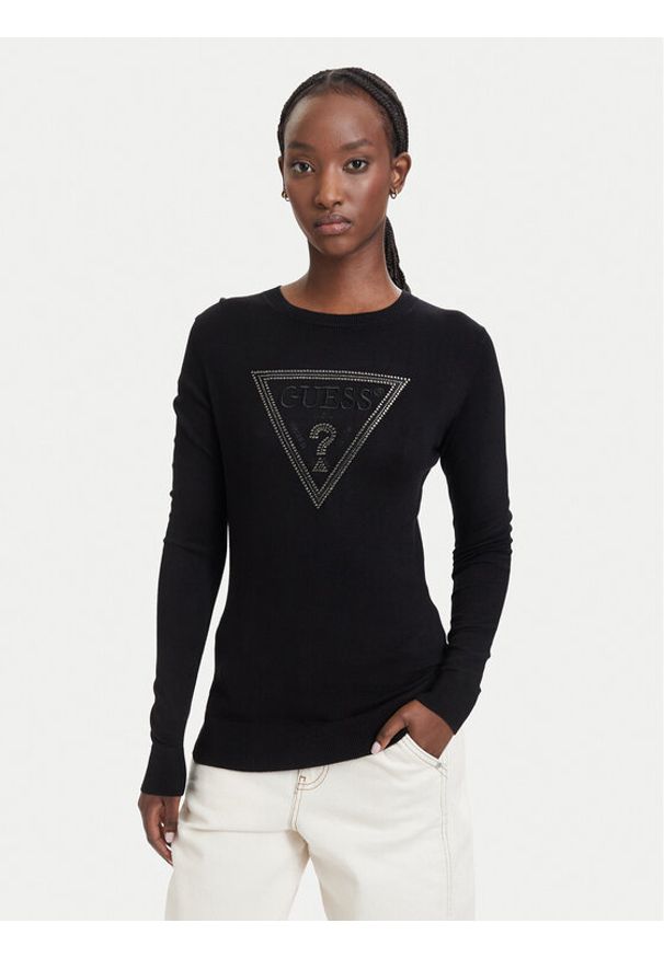 Guess Sweter W6YR28 Z0976 Czarny Regular Fit. Kolor: czarny. Materiał: wiskoza