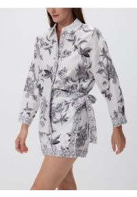 Reserved - Wzorzysta koszula - ciemnoszary. Kolor: szary. Materiał: len, wiskoza, tkanina #1