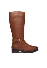 TOMMY HILFIGER - Tommy Hilfiger Kozaki Th Buckle Riding Lthr Long Boot FW0FW08873 Brązowy. Kolor: brązowy. Materiał: skóra