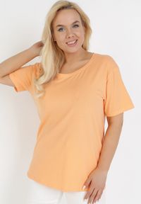 Born2be - Pomarańczowy T-shirt Paselis. Kolor: pomarańczowy. Materiał: dzianina, elastan, bawełna. Długość rękawa: krótki rękaw. Długość: krótkie