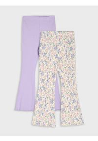 Sinsay - Bawełniane legginsy flare z prążkowanej dzianiny z motywem kwiatowym - wielobarwny. Materiał: bawełna, prążkowany, dzianina. Wzór: kwiaty #1