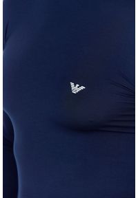 Emporio Armani - EMPORIO ARMANI Granatowy longsleeve męski ze stójką. Typ kołnierza: kołnierzyk stójkowy. Kolor: niebieski. Długość rękawa: długi rękaw