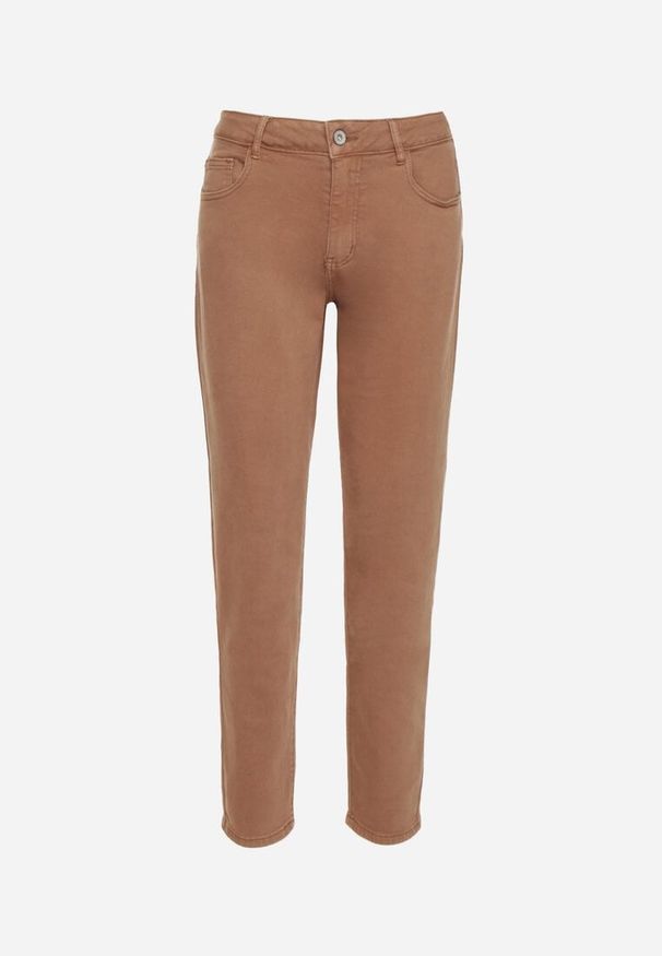 Born2be - Brązowe Jeansy Mom Fit z Wysokim Stanem Marzia. Okazja: na co dzień. Stan: podwyższony. Kolor: brązowy. Styl: casual