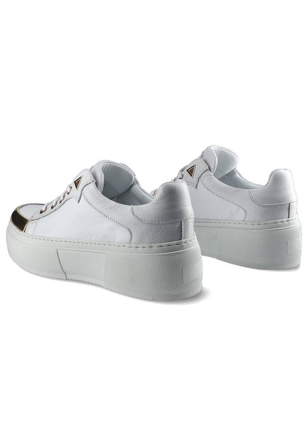 Białe Sneakersy Carinii Modne Buty Damskie Półbuty. Kolor: biały. Materiał: skóra. Szerokość cholewki: normalna. Obcas: na obcasie. Wysokość obcasa: średni