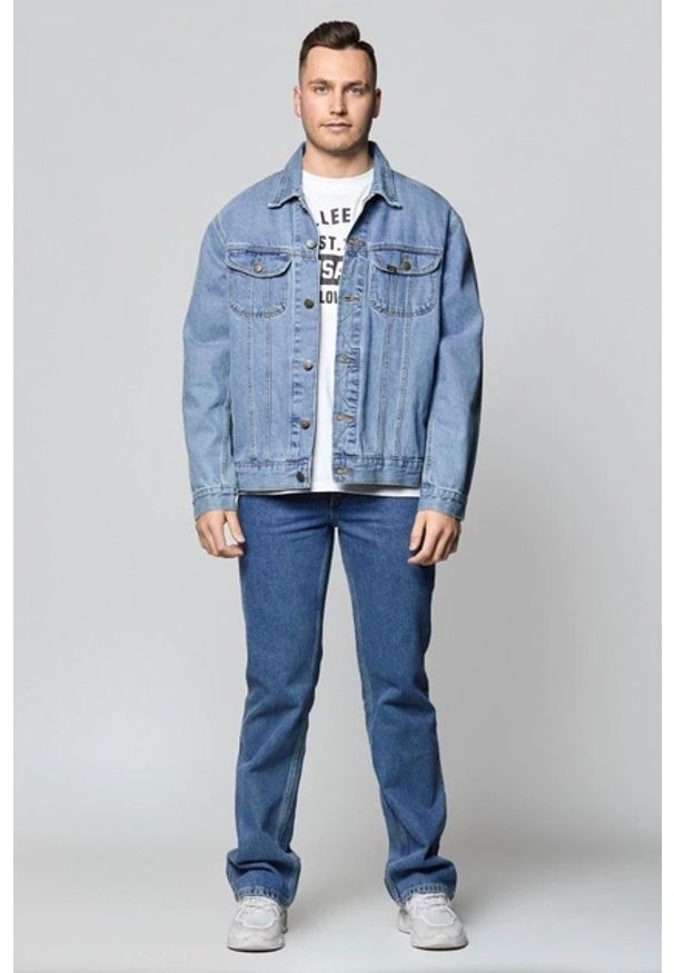 Lee - LEE RIDER JACKET SUPER MĘSKA KURTKA JEANSOWA STONEWASH L89ZRDVA 112124041. Materiał: jeans