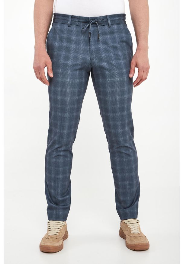 Karl Lagerfeld - Spodnie męskie w kratkę KARL LAGERFELD. Wzór: kratka