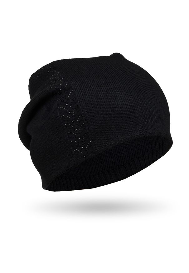 Czapka zimowa Peterson PTN HAT-03 czarny. Kolor: czarny. Materiał: dzianina. Wzór: aplikacja. Sezon: zima. Styl: elegancki, klasyczny