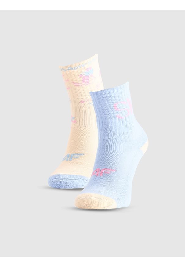 4f - 4F Skarpetki casual za kostkę (2-pack) dziewczęce - multikolor 35-37. Kolor: wielokolorowy. Materiał: dzianina, bawełna