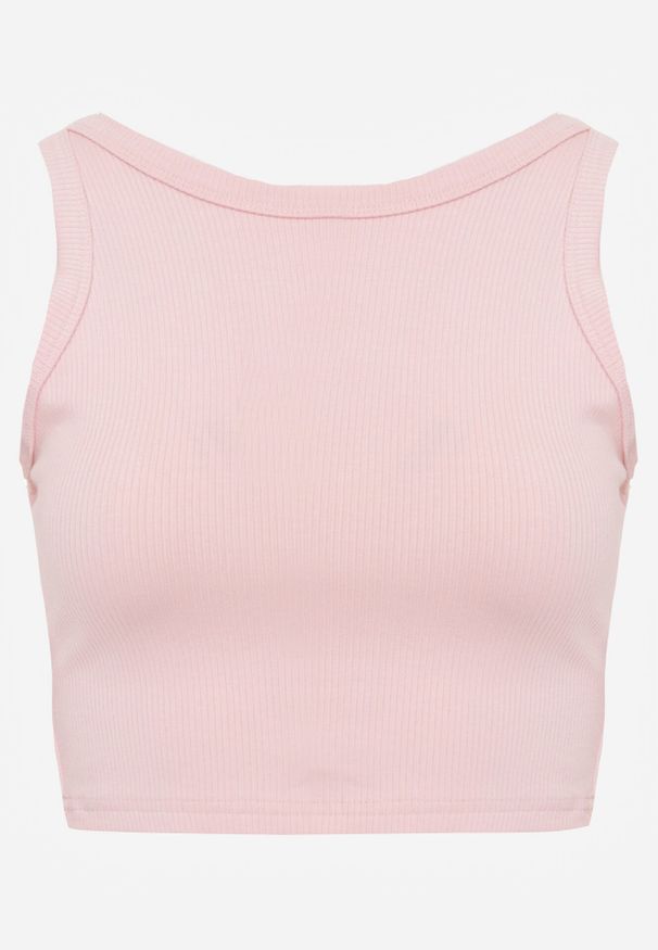 Born2be - Różowy Top z Prążkowanego Materiału Zitessa. Okazja: na co dzień. Kolor: różowy. Materiał: prążkowany, materiał. Długość rękawa: na ramiączkach. Styl: casual, klasyczny, elegancki