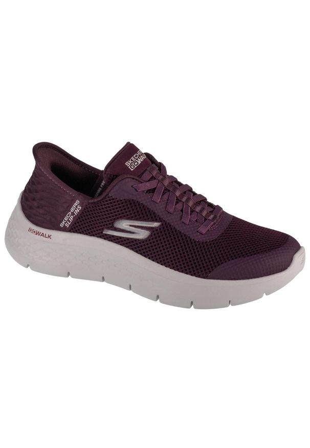 skechers - Buty sportowe Sneakersy damskie, Slip-Ins: GO WALK Flex - Grand Entry. Kolor: czerwony, wielokolorowy, brązowy. Sport: turystyka piesza