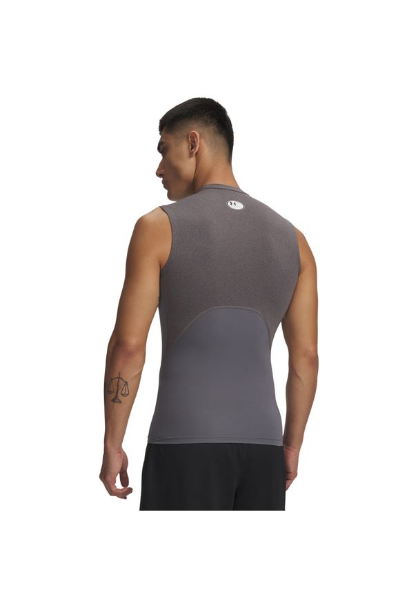 Under Armour - Top męski treningowy UNDER ARMOUR UA HG ARMOUR COMP SL. Kolor: szary. Materiał: tkanina, materiał. Długość rękawa: raglanowy rękaw