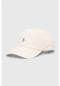 Polo Ralph Lauren czapka z daszkiem bawełniana kolor zielony z aplikacją. Kolor: beżowy. Materiał: bawełna. Wzór: aplikacja #1