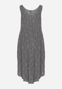 Born2be - Czarna Rozkloszowana Sukienka z Bawełny w Abstrakcyjny Wzór Ronive. Okazja: na co dzień. Kolor: czarny. Materiał: bawełna. Typ sukienki: rozkloszowane. Styl: elegancki, casual #2