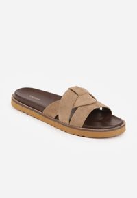 Renee - Beżowe Klapki VICES z Geometryczną Cholewką Lorazeiros. Okazja: na co dzień. Kolor: beżowy. Materiał: jeans. Wzór: geometria. Sezon: lato. Obcas: na płaskiej podeszwie. Styl: casual #6