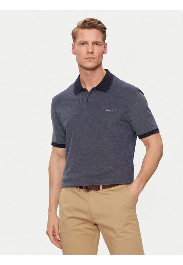 GANT - Gant Polo Oxford 2057029 Granatowy Regular Fit. Typ kołnierza: polo. Kolor: niebieski. Materiał: bawełna
