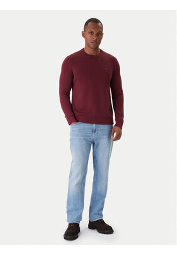 Tommy Jeans Sweter DM0DM21787 Bordowy Regular Fit. Kolor: czerwony. Materiał: bawełna