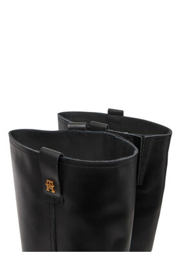 TOMMY HILFIGER - Tommy Hilfiger Kozaki Riding Lthr Long Boot Block Heel FW0FW08777 Czarny. Kolor: czarny. Materiał: skóra