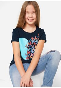 bonprix - T-shirt z czystej bawełny organicznej. Kolor: niebieski. Materiał: bawełna. Wzór: nadruk. Styl: klasyczny #2