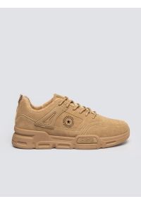 Big-Star - Sneakersy męskie ze skóry ekologicznej beżowe OO174578 801. Okazja: na co dzień. Nosek buta: okrągły. Kolor: beżowy. Materiał: skóra ekologiczna