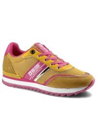 Big-Star - Żółte Sneakersy Big Star Damskie Modne Półbuty. Okazja: na co dzień. Kolor: żółty. Materiał: materiał, skóra