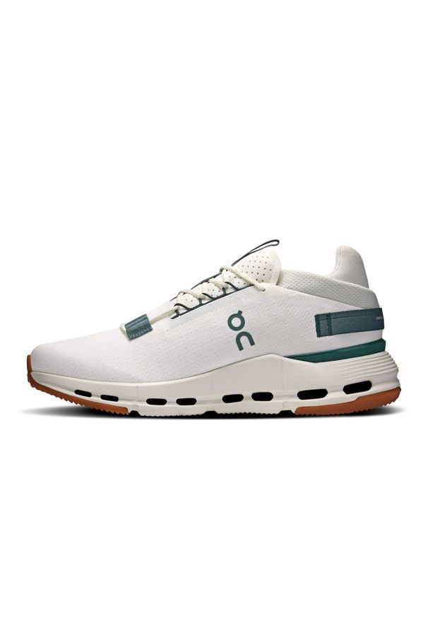 On - Sneakersy męskie ON Cloudnova 2 Ivory | Olive. Okazja: na co dzień. Kolor: biały. Materiał: materiał. Szerokość cholewki: normalna