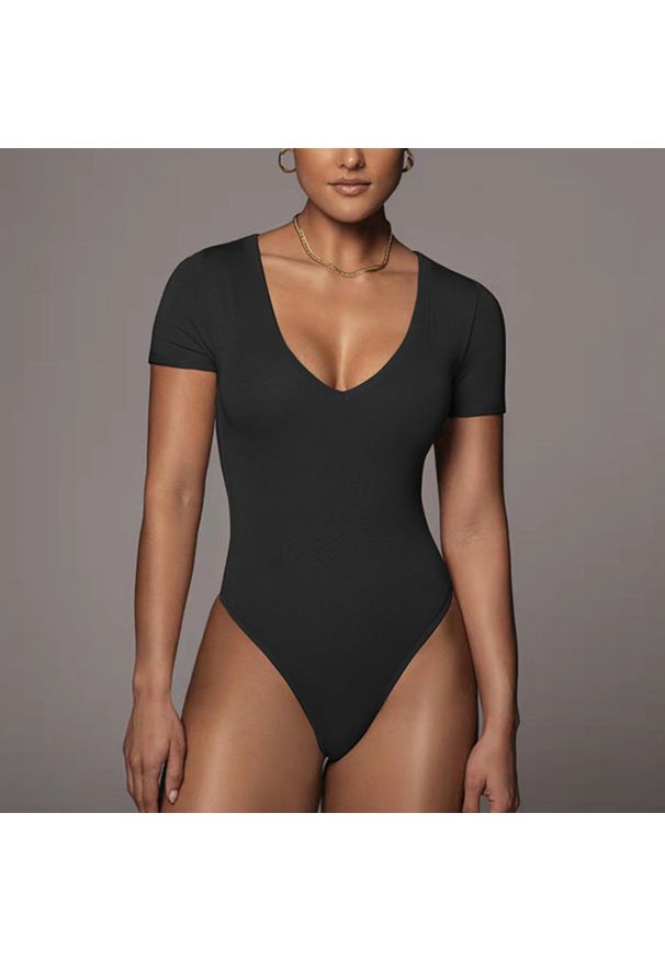 Intica - Body z krótkim rękawem i dekoltem V elastyczne Ieteke. Materiał: materiał. Długość: krótkie. Wzór: gładki