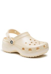 Crocs Klapki Crocs Classic Platform Shimmer Clog 208590 Beżowy. Kolor: beżowy. Obcas: na platformie #7